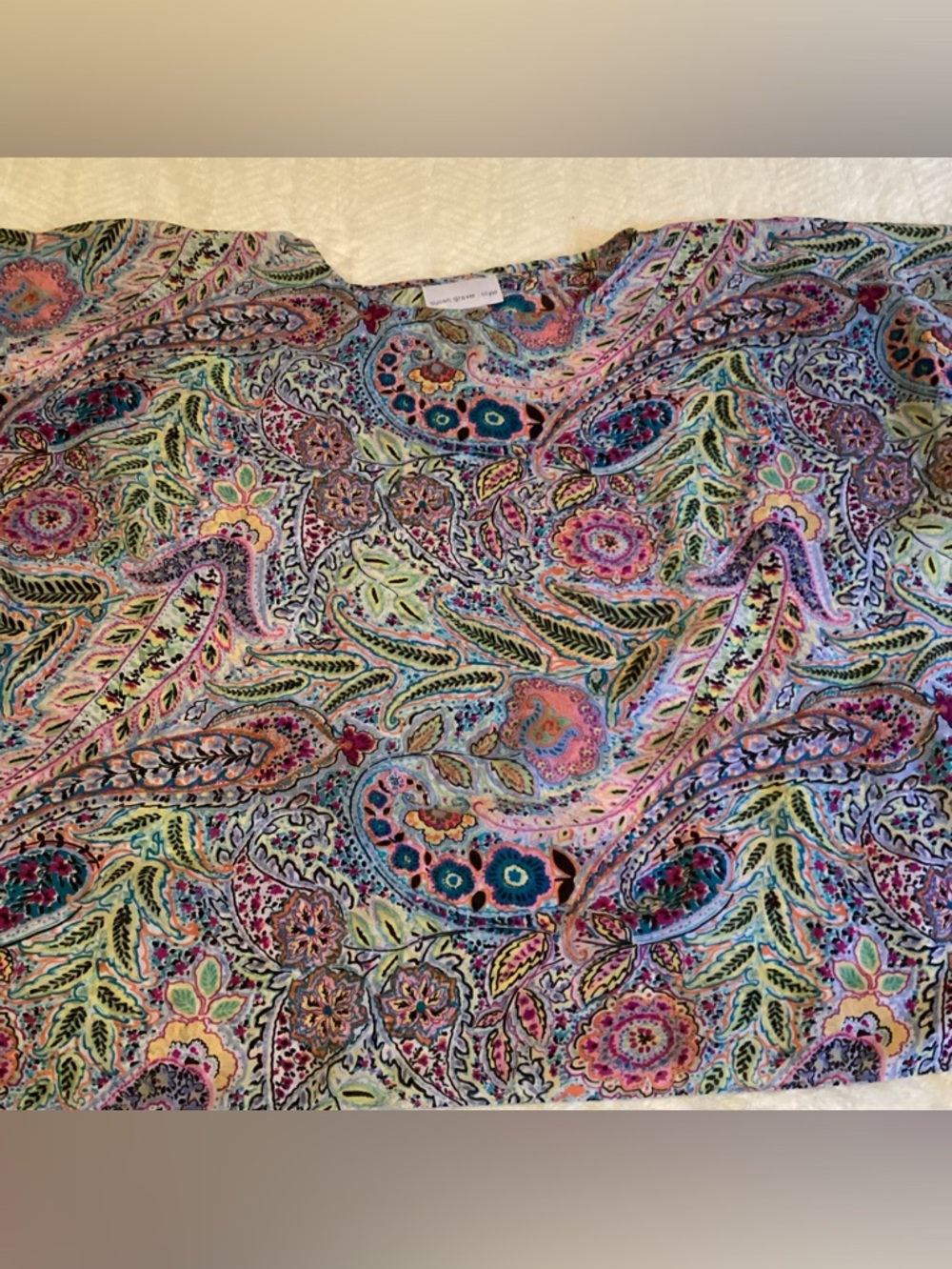 Women’s Beautiful Paisley Oversized Summer Style Flair Open 1X Susan Graver Top